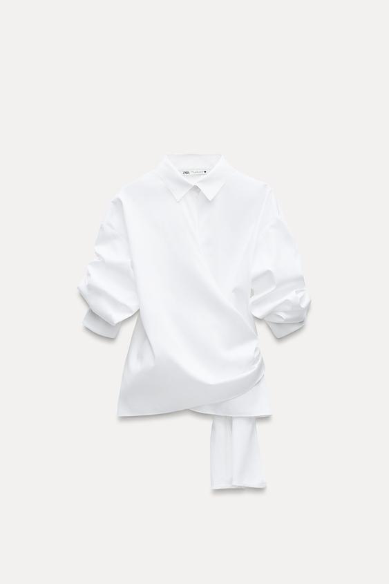 Zara Tied Poplin Shirt